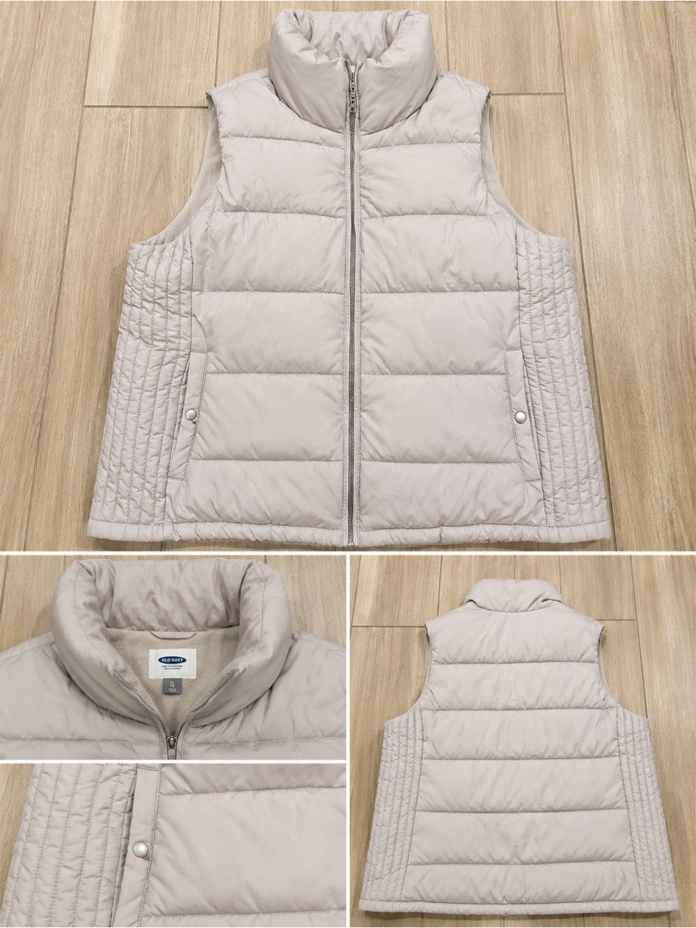 Old Navy Quilted Puffer Vest in Light Beige